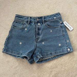 pacsun floral denim mom shorts